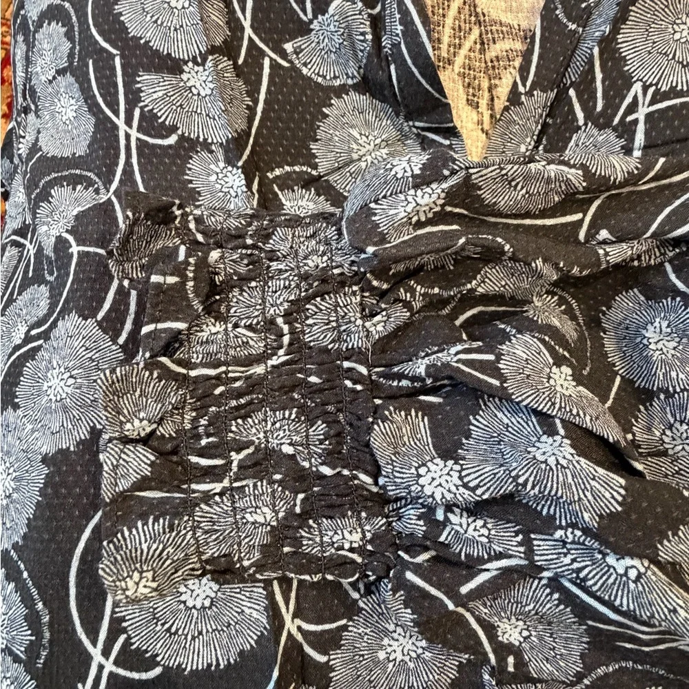 Anthropologie Peasant Blouse Maeve Collette Blue Floral Design Sz MEDIUM NEW - Picture 5 of 9